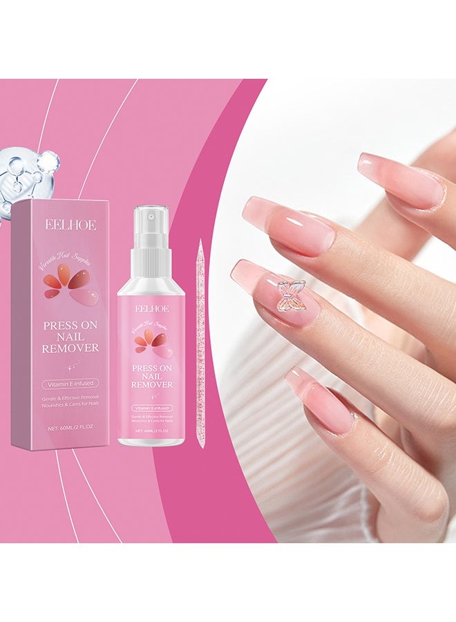 EELHOE Press On Nail Remover, Multi-Functional Press On Nail Remover, Gentle Nail Glue Remover, Acetone-Free & Odorless, Easy Quick Solid Glue Removal For False Nails, Not For UV Gel Glue Or Gel Nail Polish, 60ML - Image 2